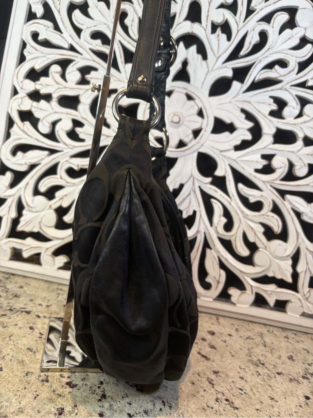 Coach #13642 Ali Signature Sateen Hobo Bag with Silver Charm - Picture 4 of 16